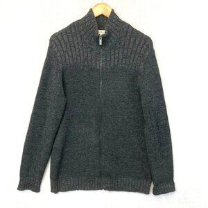Calvin Klein Full Zip Heavy Cardigan Sweater Mens Large Gray Ribbed Dad Preppy